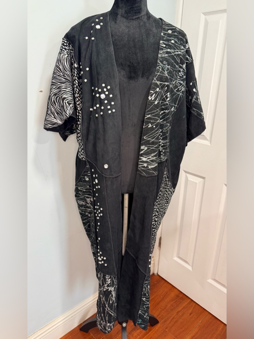 Black Studded Patchwork Cape